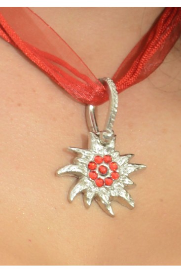 Dirndl Necklace "Edelweiss" red