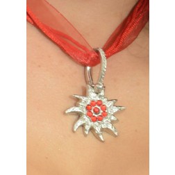 Dirndl Necklace "Edelweiss" red